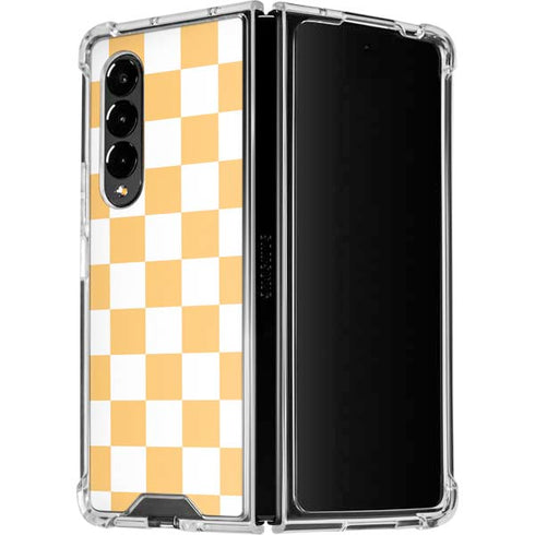 Yellow and White Checkerboard Galaxy Z Fold4 5G Clear Case